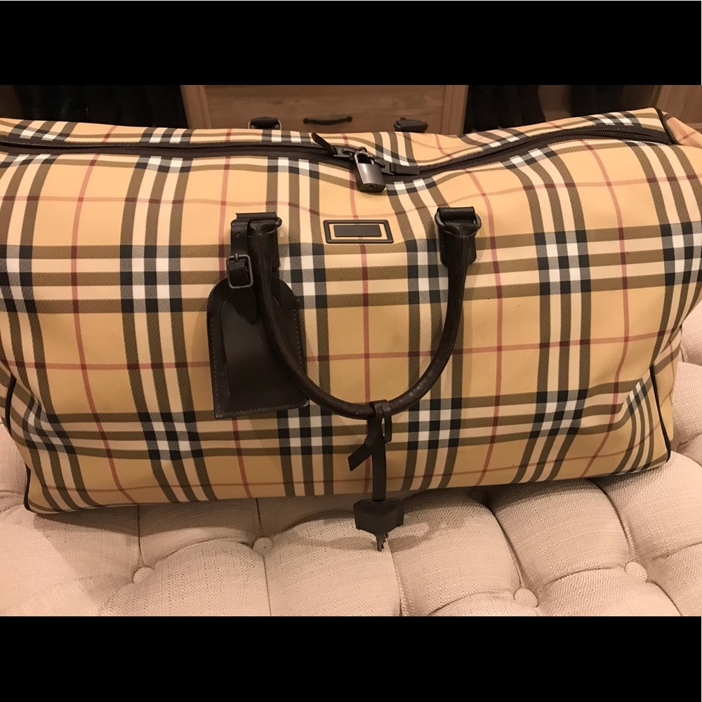 BURBERRY Haymarket Check Canvas Weekender Duffle